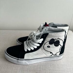 Vans Black and White Snoopy High-Top Sneakers